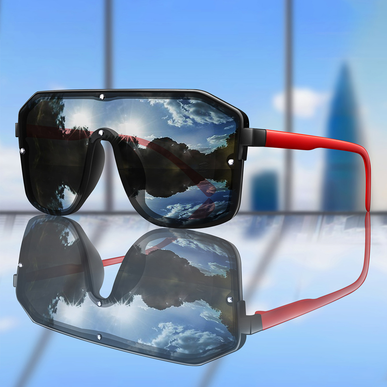 Cycling Zones - Lunettes de soleil carrées à grande