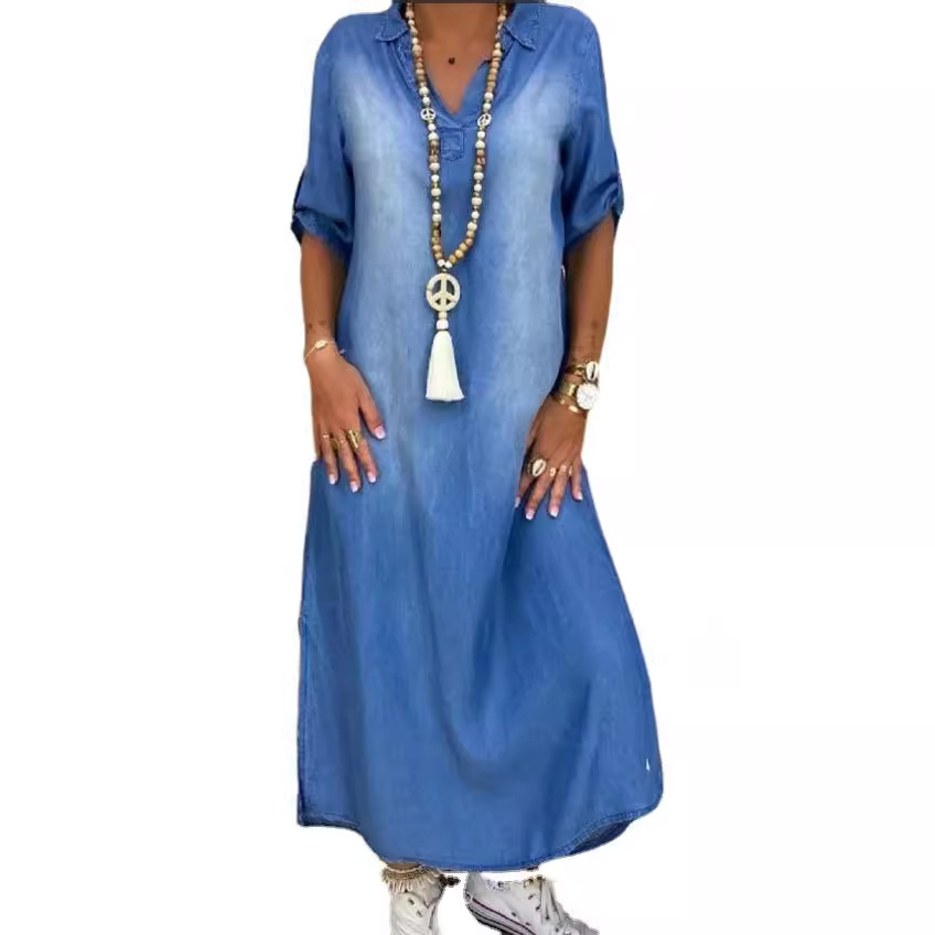 Cycling Commute Outfit - Robe en jean ample pour femme,